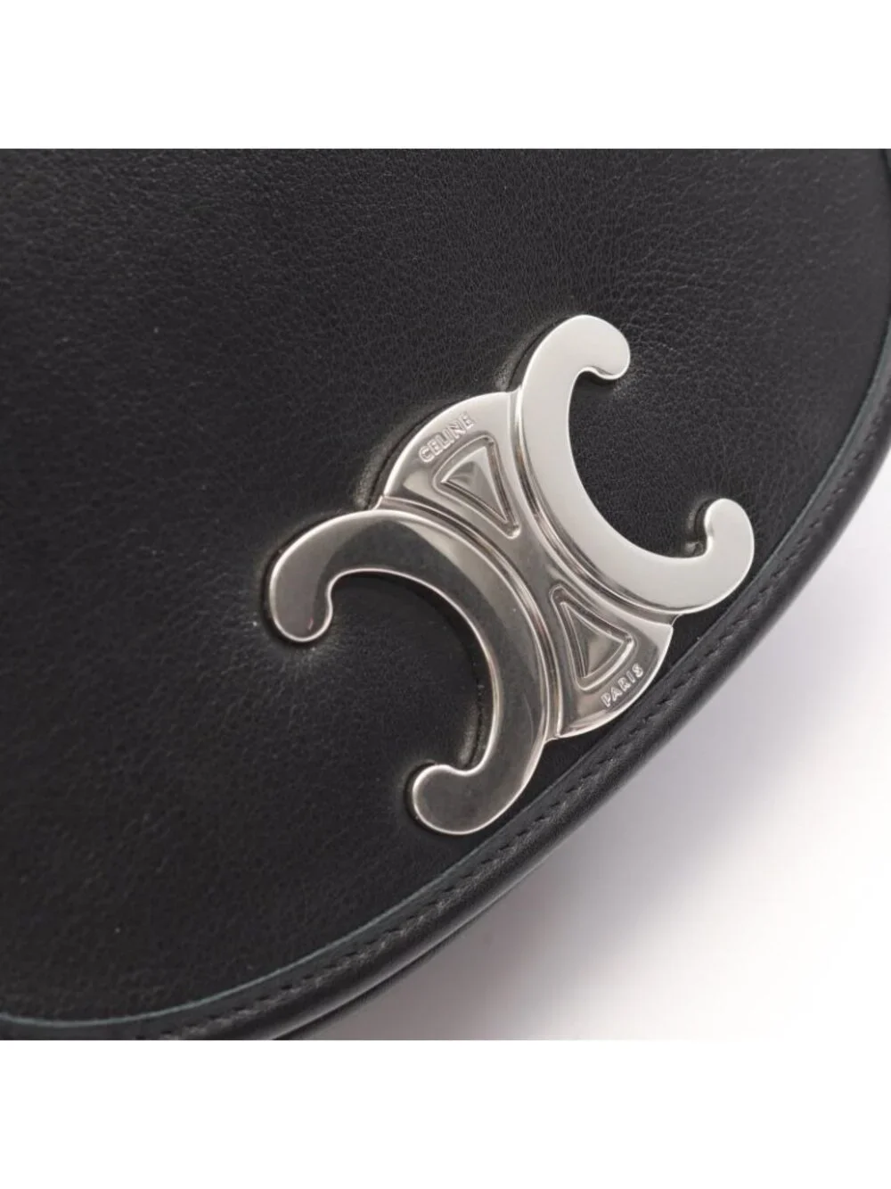 Celine Shoulder Bag Besace Triomphe Black Leather Small Strap